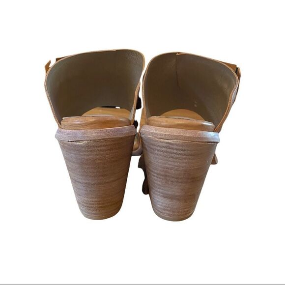 Wal & Pai "Cole" Nude Calf Leather Slide Wedge Sandals with Box 38 7.5 - Picture 4 of 5